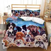 a1380 Bed Sheets Cute Animals Dogs Cats Horses Bedding Duvet Cover Bedding Set Comforter Linen Pillowcases Gift Double 3-Piece Bedding Set (1 Duvet