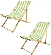 Outdoor Wooden Patio Lounge Chair 2 Set Beach Sling Chair Set Height Portable Reclining Beach Chair Solid Wood Frame with White Polyester Canvas,E
