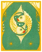 Art Nouveau Two Fish Design detail Counted Cross Stitch Pattern