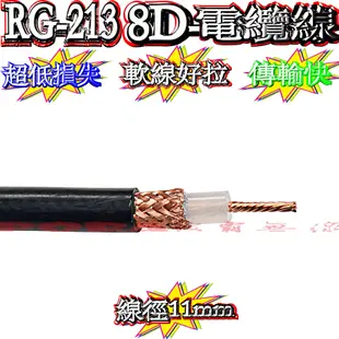 ☆波霸無線電☆10米附頭 RG-213同軸電纜線 8D電纜線 50歐姆 線徑11mm基地台電纜線 大貨車電纜線 台灣製造