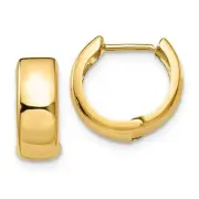 14K Gold Huggie Hoop Earrings (5mm Wide Huggie), Real 14k Gold Hoops