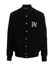 Palm Angels PA Monogram Embroidered Bomber Jacket IT50,IT46 Black