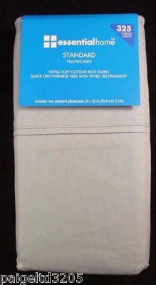 Essential Home Two Standard Pillowcases 20x32" 325 Thread Count - Aqua