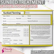 Sunbed Tanning Client Record Card GDPR Compliant PREMIUM NEW Consultation A6