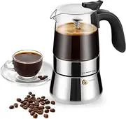 COPOTEA Moka Pot-Portable Stovetop Espresso Maker, Borosilicate Glass & Stainless Steel Percolator Coffee Maker 6 Cups (240ml/8.5oz)