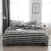 SMALLSUN-Bedding Sets Cotton Active Printing and Dyeing Black and White Stripy Unsubdivided Suite Bedroom Bedding Four-Piece Pillowcase *2/Sheets/Quilt Cover
