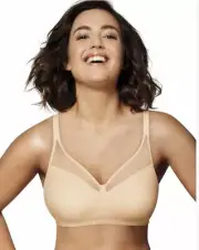 Playtex 18 Hour 4697 Smoothing Minimizer Full Coverage Nude Wirefree Bra Sz 38DD