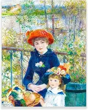 Pierre Auguste Renoir Canvas Prints Wall Art - Two Sisters On The Terrace Poster - Impressionist Oil Painting Living Room Bedroom Aesthetic Wall Decor Unframed (12x15in/30x38cm)