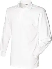 [Front Row] Long sleeve plain rugby shirt White/White XL