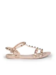 Beige Rockstud Jelly Sandals