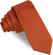 [OTAA] Burnt Orange Rust Weave Skinny Tie Casual Ties for Men - Perfect Neck Tie for Groomsmen Wedding Ties or Formal Occasions - Ideal Gifts for Him