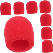 FUNOMOCYA 8 Pcs Microphone Windscreen Protective Covers Red Foam Mic Caps for Ktv Home Recording and Broadcasting Noise Reduction and Secure Fit