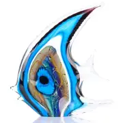 XMGZQ Hand Blown Glass Figurines,Blown Blue Glass Decor,Tropical Glass Fish F...
