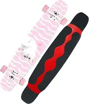 Sports Longboard Skateboard, Chrome Steel High Speed Bearing 46" 8 Layer A-Level Maple Cute Kitten Pattern Dance Board Suitable for Beginners Adults Men Women