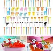 Changyeah Mini Cartoon Fruit Forks,90Pcs Cute Animal Fruit Fork,for Kids Lunches,Cute Animals Mini Food Fruit Fork Picks Cartoon Fruit Picks for Kids Children Lunch Bento Fruit(Random Color)