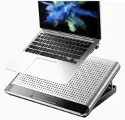 Aluminum Panel Laptop Cooling Pad Notebook Riser Holder Up To 17 Inch Inner Fan