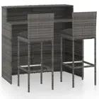 Elegant Outdoor Bar Set Weather-Resistant PE Rattan Grey Table And Stools 3 Pcs