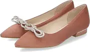 ORiental TRaffic(オリエンタルトラフィック) 41310 Women's Pumps Shoes, Ribbon, Bijou, Pointed Flat, 0.9 inch (2.3 cm) Heels, Low Heels, for Occasions, Parties, Feminine, Cushion, Pink, 23.5 cm
