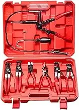 9pcs Wire Long Reach Hose Clamp Pliers Set Fuel Oil Water Hose Auto Tools,Hose Clamp Pliers for Fuel Oil & Water Hoses,Red suitable for automotive, construction
