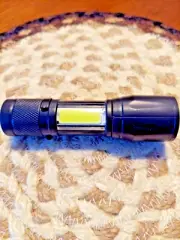 2 X LED/COB Mini Flashlight Tactical Zoom Bright USB Rechargeable W/USB Cable