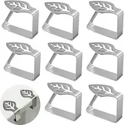 8 Pcs Stainless Steel Tablecloth Clips, Leaf-Shaped Table Fixing Clip Outdoor Table Cloth Holders Holder Table Cover Clamps for Home Wedding Party Picnic(Silver)