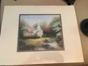 Thomas Kinkade Hometown Chapel Country Church Matted Collector Sprint COA 1999