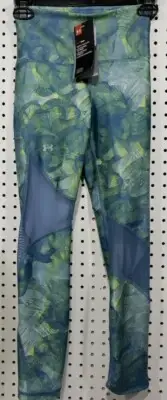 Womens Under Armour Compression Ankle Crop Pants NEW XS Green Blue