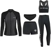 Tadill 5 Pieces Diving Wetsuit Spearfishing Wetsuit for Women Jacket Swimsuit Polyester Diving Suit Snorkeling Suits for Holidays Body Boarding