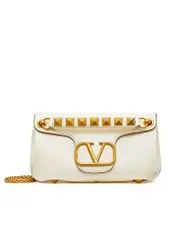 Valentino Garavani Stud Sign Nappa Shoulder Bag in Ivory