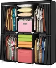 [YOUUD] Portable Closet Wardrobe Storage Closet Clothes Portable Wardrobe Storage Closet Organizer Portable Closets Wardrobe Closet Organizer Shelf Wardrobe Clothes Organizer Standing Closet Black