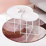 NIUYAO Round Top Coffee Modern Cross Legs Ironcraft Style Cocktail Table Nesting Tables for Living Room Apartment Coffee Shop -White 29.5" L x 29.5" W x 16.5" H / 17" L x 17" W x 20.5" H