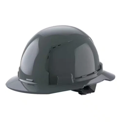BOLT Gray Type 1 Class C Full Brim Vented Hard Hat with 4 Point Ratcheting Suspe