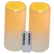 Flickering Flameless LED Candles with 10-Key Remote & Timer, 2pack Plastic
