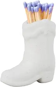 SAHENITEANA Cowboy Boot Match Holder, Ceramic Match Striker Jar with Match Paper, Matchstick Holder for Kitchen, Portable Ceramic Cowboy Boot Decor,Indoor Decoration Accessory for Living Room Bathroom