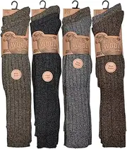 [ShopMCR] Men's Knee High Lambs Wool Blend Socks Winter Thermal Soft Classic Chunky Heavy Duty Thick Knitted Breathable Premium Hiking Long Length Socks