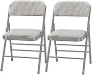 Amazing for less Pack of 2 (Fabric/Vinyl) Steel Frame Metal Foam Padded Folding Chairs (Black, Gray, White) (2-Pack - Fabric White)