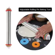 Steel Adjustable Non-Stick Baking Tools Mat Dough Roller Rolling Pin Bakeware