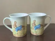 Beatrix Potter Peter Rabbit Bunny Easter Garden Set of 2 Collectible Mugs