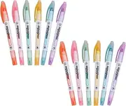 KALLORY 12Pcs Dual Tip Highlighter Pens Quick Dry No Bleed Through Vibrant Colors for Students School Supplies and Note Taking Cute Journaling Pens