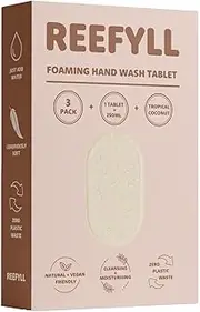 Reefyll Foaming Hand Soap Refill Tablets Dissolvable Plastic Free Hand Wash Pods Just Add Water Tropical Coconut Scent 3 Tablets