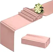 Rose Gold Table Runner 12x108 Inch - 4 Pack Satin Table Runners, Smooth Table Runner for Party Wedding Banquets Birthday