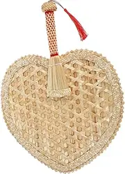 MUCKLILY Weaving Handheld Fan Decorative Fans Hand Woven Decoration Woven Fan Woven Summer Fans Woven Handheld Fan Decorative Summer Fans Rustic Wedding Fans Beige