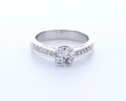 1.2 CTW Natural Diamond F/SI1 Round Cut 14K White Gold Prong Vintage Accent Ring