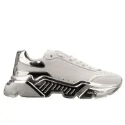 Dolce & Gabbana Leather Platform Ladies Sneaker Shoes Daymaster White Silver