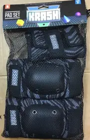 Krash Spacey Black Elbow & Knee Pad Set Wrist Protectors BB4