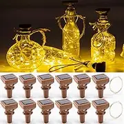 YJFWAL 2024 Upgraded 12 Pack Solar Wine Bottle Lights,20 LED Solar Operated Mini Copper String Lights for Wine Bottles with Cork Christmas, Outdoor, Wedding Decor, Halloween Decor(Warm White)