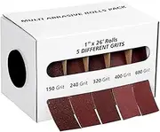 5 Grit 8M Sandpaper Roll, 150 240 320 400 600 Grits Sandpaper Roll with Dispenser for Metal Wood Furniture Plastic