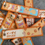 Pokemon Eevee Kawaii Cute Embroidered Double Sided Jet Tag Keychain Gift