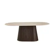 Raimon Furniture Louie Artificial Marble Wooden Laminated Kitchen Dining Table 200cm Travertine