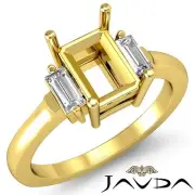3Stone Diamond Baguette Emerald SemiMount Engagement Ring 14k Yellow Gold 0.25Ct